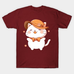 Kawaii cat ready for Thanksgiving diner T-Shirt